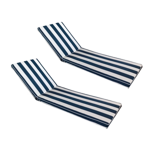 Outdoor Chaise Lounge Cushion Set of 2 for Outdoor Furniture 74x21x2.7 inch Premium Lounge Chair Cushions (Navy White Stripe)