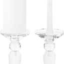 Crystal Candle Stick Holders 2-Pack, Clear Crystal Taper/Pillar Candles Holder Table Centerpieces for Party and Wedding Decoration(10.6inches Tall)