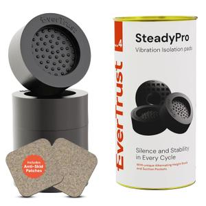 EverTrust Anti Vibration Pads for Washing Machine and Dryer - Pack of 4. Stops Noise & Machine Vibrations- Enhanced Cushion and Anti Slip Design with Suction Pockets - SteadyPro (Black)