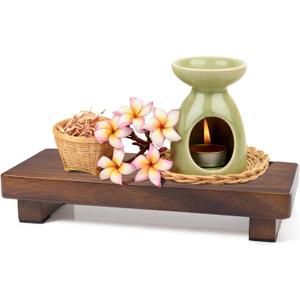 Walnut Wood Pedestal Stand, Wood Riser for Kitchen Counter Farmhouse Decor, Rectangle Wooden Display Tray for Bathroom Home Kitchen (Small, 9 x 3.9 x1.57Inch)