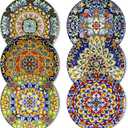 vancasso Salad Plates Set of 6-8.5 Inch Ceramic Dessert Plate, Small Dinner Plate Set, Microwave, Oven and Dishwasher Safe, Colorful Bohemian Style Dishes for Kitchen