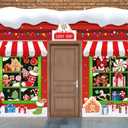 3 Pcs 157" Large Christmas Door Decorations Christmas Candy Shop Party Porch Sign Banner Front Door Cover Xmas Candy Cane Background for Holiday Party Office Classroom Photo Props Backdrop Decor
