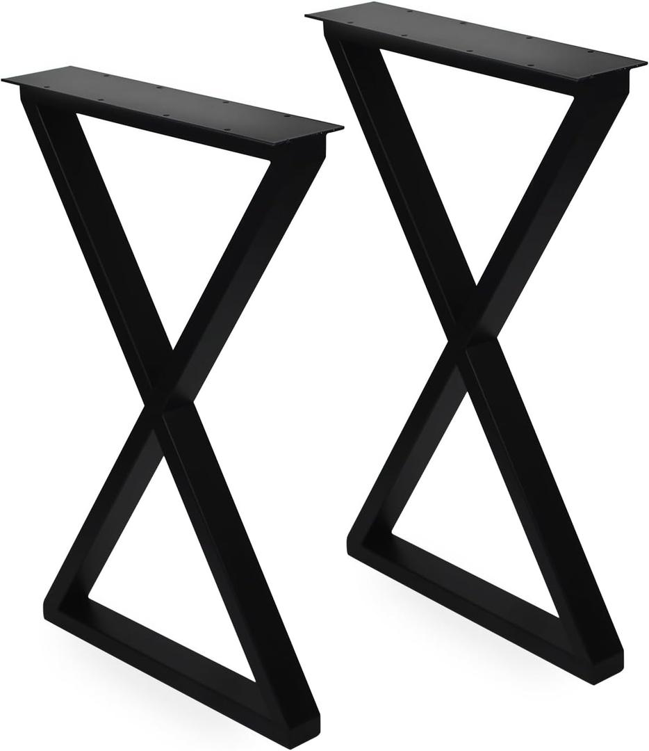ALLCOS Bench Legs 22 Inch Metal Coffee Table Legs Heavy Duty Table Legs Iron Bench Legs, Black, Set of 2