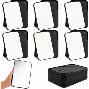 Cinnvoice 12 Pack Desktop Makeup Mirror Bulk 90 Adjustable Portable 8" Vanity Table Mirror with Stand, Folding Travel for Makeup Party Spa Party, Women, Cosmetics Personal Beauty (Black)