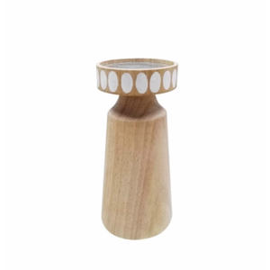 HD 8IN WOOD CANDLE HOLDER 3 pack