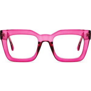 AQWANO Stylish Oversized Reading Glasses for Women Fashion Designer Readers Blue Light Square Computer Glases (Fuchsia)