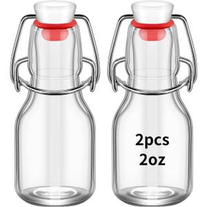 60 Pack Mini Swing Top Glass Bottles, 2 oz Mini Storage Bottles with Personalized Label Tags and String for Crafts, Decoration, Wedding Party (60)