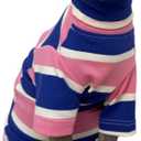 Vintage Stripes Sphynx Hairless Cats Shirt Cotton Cat Turtleneck Pet Clothes Kitten T-Shirts with Sleeves for Sphynx Cats (Wide Pink Blue Stripe, Medium)