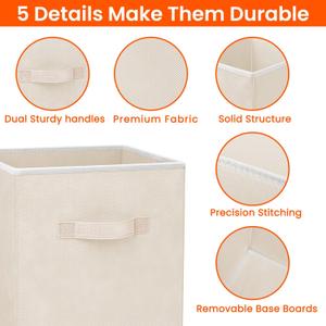 Criusia Storage Cubes - 11 Inch Heavy Duty Fabric Storage Bins for Shelves Closet Cube Organizer - 2 Pack Collapsible Cube Storage Bins Baskets for Clothes Blankets Toys - Nursery Organization (Beige)
