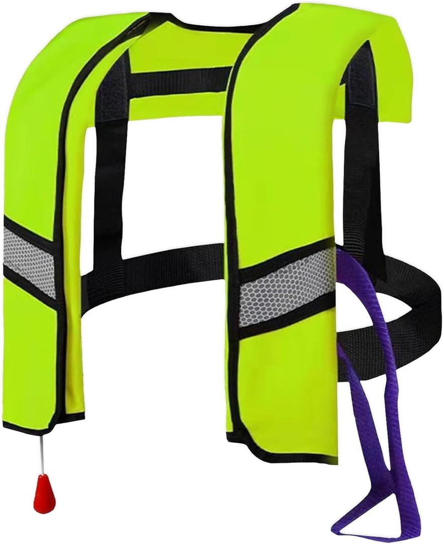 Automatic Inflatable Life Jacket for Adults – Adjustable Buoyancy Vest with Manual Override,Reflective Strips & Safety Whistle for Boating, Kayaking, Surfing & Swimming.