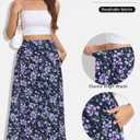 NILOUFO Women Trendy Maxi Skirts Casual High Waisted Elastic A-Line Long Skirt with Pockets (XL)