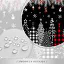 Merry Christmas Tree Shower Curtain Winter Forest Snowflake Pine Red Buffalo Plaid Xmas Trees Farmhouse New Year Holiday Black Bathroom Decor Set Polyester Fabric with Hooks 70X70 Inch