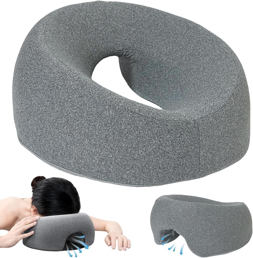 Puniama Massage Pillow with Face Hole – Ergonomic Memory Foam Face Pillow, Removable Cover Massage Headrest for Bed – Ideal for Spa, Salon & Home Use