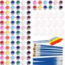 Aulufft 180 Pcs Mini Acrylic Paint Set,15 Pack Acrylic Paint Strips with 30 pcs Paint Brushes and 15 pcs Palettes,12 Colors Kids Paint Set Container Strips Storage for Painting Artistic Crafts