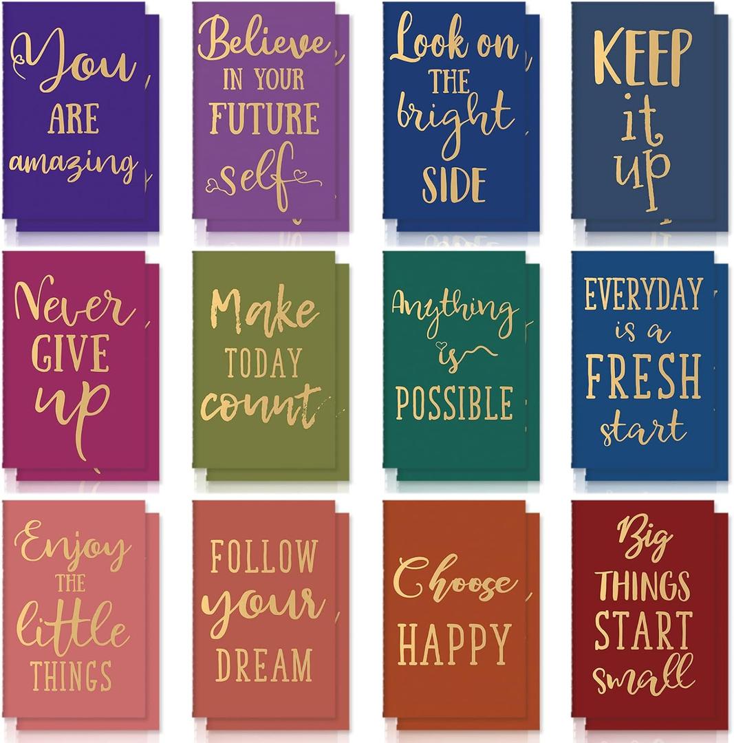 Zonon 24 Pcs Mini Notebooks Bulk for Party Favors Small Lined Notepads Bulk Pocket Notepad Mini Notebook Gift Colorful Small Journal Onboarding Gift for Teacher Office Coworker(Motivational Style)