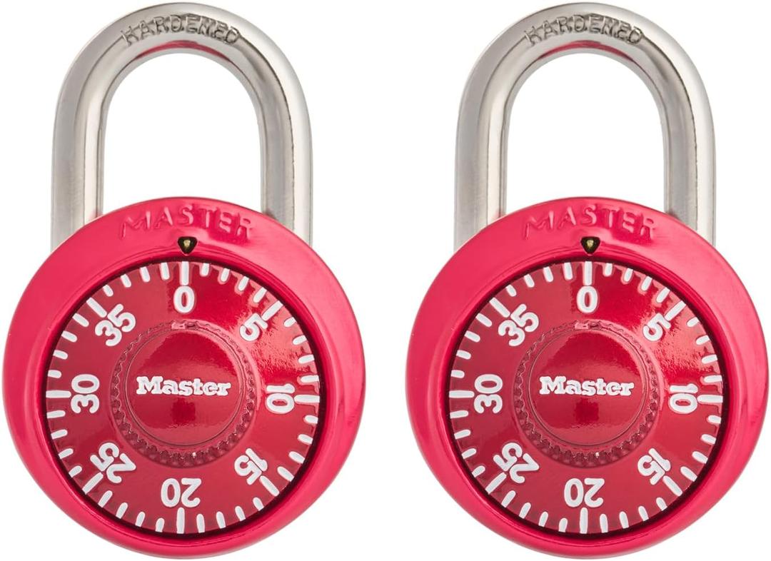 Master Lock 1530T Locker Lock Combination Padlock, 2 Count (Pack of 1), Red