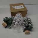 AuldHome Design Mini Christmas Trees (3-Pack, 10-Inch, Flocked); Canadian Pine Greenery Tabletop Holiday Decor