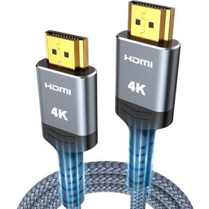 HDMI Cable 6.6 ft, Highwings 4K HDMI 2.0 Cord with High-Speed No Flickering, Nylon Braided & Gold-Plated Connectors, HDR, Ethernet, ARC, 3D, HDCP 2.2, Compatible with 4K TVs, Monitor, Streaming Device (Grey)