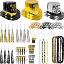 New Years Eve Party Supplies 2026 70PCS Happy New Years Decoration Hats Headband for 2026 Party Props Festival Decorations Count Down NYE Party Supplies Favors (Black Gold -3)