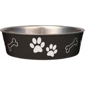 Loving Pets Bella Dog Bowls- Stainless Steel Dog & Cat Bowls - Spill Proof Dog Food Bowl, Cat Bowl, Puppy Essentials & Pet Supplies Great for Home & Travel (Large 35-65 lbs, Espresso)