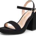 DREAM PAIRS Heels for Women Block Chunky Platform High Heels Open Toe GISELLE Fashion Wedding Party Evening Prom Dance Ankle Strap Dress Pump Sandals Shoes (6.5, Black-nubuck)