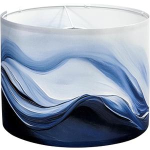 Drum lamp shades,13"Top x 13"Bottom x 10"High Blue Fabric Lamp Shades,for Table Lamps Floor Lamps,Farmhouse Lampshades Replacement,Support Spider and E26/E27 Base,Assembly Required (1 Pack)