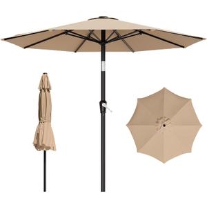5 x AreShark 9 FT Patio Umbrella for Outdoor, Outdoor Table Umbrella with Push Button Tilt and Crank, Outdoor Patio Umbrellas with 8 Sturdy Ribs for Market, Garden, Pool (Beige)