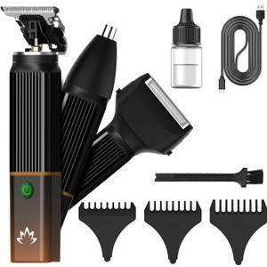 Lanumi 3-in-1 Beard Trimmer Kit for Men - Rechargeable Electric Hair Trimmer with Nose Hair Trimmer & Shaver - Cordless Grooming Set for Beard, Mustache, Body Hair - Mens Gift