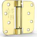 goldenwarm 2pack Polished Brass Door Hinges 4 Inch Self Closing Spring Door Hinge with 5/8" Radius Corners - Adjustable Door Closing, Residential & Heavy-Duty Hardware