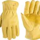 Wells Lamont Leather Work Gloves for Men Grain Cowhide, Reinforced Palm Ideal for Construction, Farming, Ranching Ergonomic Fit, Keystone Thumb, Elasticized Wrist Saddletan, Large (1129L)