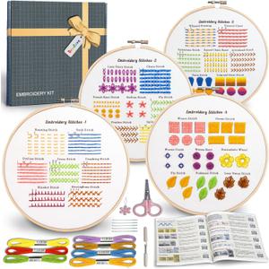 Bradove Classic Embroidery Stitches Practice Kit, Embroidery Kit for Beginners, Beginner Embroidery Kit for Adults, Hand Embroidery Kit for Kids, Stitches Kit