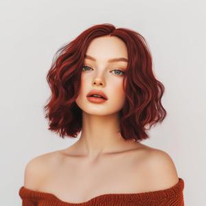 Short Burgundy Wigs for Women Shoulder Length Bob Curly Wavy Middle Part Wine red Wigs Synthetic Wigs Natural Wavy Heat Resistant Hair for Daily Party Use