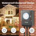 TiFFCOFiO Outdoor Heavy Duty Mechanical Timer Outlet Waterproof, 15 Minutes Intervals, 24 Hour Outdoor Pool Pump Timer with 2FT Cord, 2 Grounded Outlets for Outdoor Lights, 15A/1875W