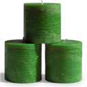 CANDWAX 3x3 Inch Grass Green Pillar Candles Set of 3 - Rustic Unscented No Drip Grass Green Candles for Special Occasions, Weddings, Centerpieces, Home Dcor, Christmas Decorations