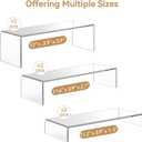 ANDGOO Large Acrylic Display Risers, 2 Sets(11.2L~11.6L~12L) Clear Rectangular Showcase Collectibles Display Shelf, Retail Desktop Risers Display Stand for Organize and Decoration