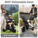 QPlay Toddler Bike Stroller for Baby 10 Months to 6 Years Old, 8-in-1 Foldable Stroller Bike for Toddlers 3-5 Boys & Girls Gifts Trike Adjustable Handle, Triple Footrest, Canopy & Storage Bag