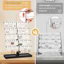 HULISEN Earring Display for Vendors, Adjustable Height Earring Display Stands for Selling, Jewelry Display for Earrings Card, Keychain, Earrings Rack Display Holder with Tray, 30 Hooks, Black