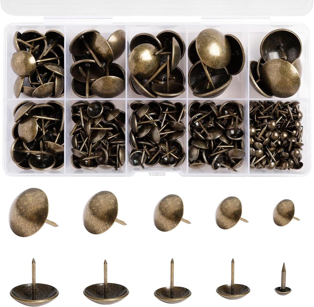 Antique Upholstery Tacks 120PCS Furniture Tacks Nails 1/4",7/16", 5/8, 3/4", 1" Size for Sofa, Chair, Bed and Other Furniture