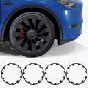 Rim Protector for Tesla Model Y 20202024, 21 Inch berturbine Wheel Covers, ABS Trim Rings, Hubcap Guards for Model Y Exterior Accessories Matte Black(Set of 4)