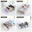 FRETONBA 2Pcs Cable Charger Organizer Box, Large Cords Storage Organizer with Adjustable Compartments and Wire Ties, Stackable Cord Organizer for Drawer - Clear