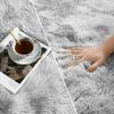 Deerhoo Large Shag Area Rugs 9 x 12, Tie-Dyed Plush Fuzzy Rugs for Living Room, Ultra Soft Fluffy Furry Rug for Bedroom, Indoor Carpet Nursery Rugs for Kids Room Home Decor, Light Grey