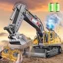 17CH Remote Control Excavator Construction Toy for Boys - 2400mAh RC Excavator Toy with Metal Shovel/Spray/Lights/Sounds, RC Digger Construction Vehicles Toys Excavator Toys Gift for Boys 8-12 Yr Old