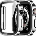 Amizee 2 Pack Compatible with Apple Watch Case 40mm Series 6/5/4/SE with Built-in Screen Protector, Hard PC Case Straight Edge Ultra Thin Anti-Scratch Protective Cover for iWatch 40mm (Silver/Clear)