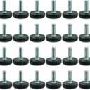24 Pcs/Package-1/4 UNC Threaded Adjustable Table/Chair/Furniture Feet Levelers Screw On for Glides Leveling(Black,Nylon,1/4-20) (No Threaded Inserts)