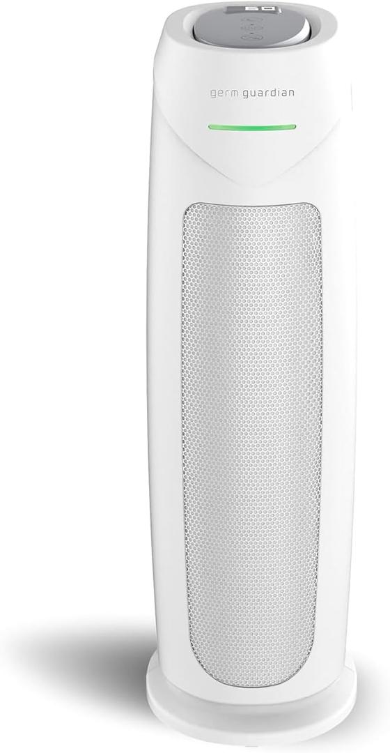 GermGuardian Air Purifier for Home, for Wildfire Smoke, Pets, Pollen, Odor, Mold Spores, Large Rooms Up to 743 Sq. Ft., with HEPA Pure Air Filter, UV-C Light, Air Quality Sensor, 22", AC4880W, White