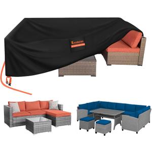 Kovshuiwe 94" Lx94 Wx28 H Rectangular Patio Heavy Duty Table Cover -Patio Covers for Shade and Rain, 600D Tough Oxford Cloth Waterproof Outdoor Dining Table and Chairs Furniture Cover Size (Black)