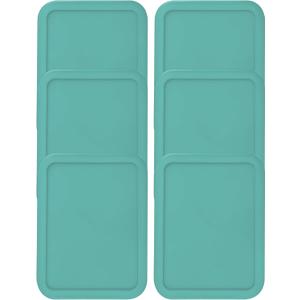 Replacement Lids fits Pyrex 3-Cup Glass Food Storage Container Bowls, (7.75 x 5.75-Inch) Plastic Rectangle Lids Covers for Pyrex 7210-PC, Airtight & Leakproof (6-Pack, Turquoise) (Turqoise)