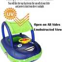 Baby Pool Float with Canopy Summer Steering Wheel Sunshade Swim Ring Car Inflatable Toys Infants Float Seat Boat for Kids Toddlers
