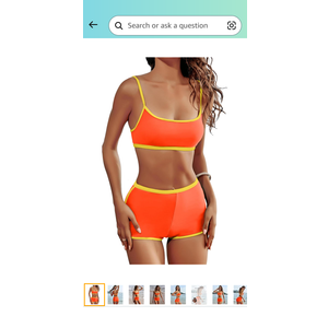 AngiMelo High Waisted Bikini Sets for Women Two Piece Tummy Control Swimsuits Modest Bathing Suit Shorts Swim Suits Teens(M), Orange Bikini Set
