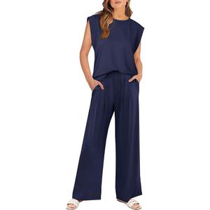 ANRABESS Women 2 Piece Outfits Tank Top & Palazzo Pants 2025 Summer Lounge Matching Sets Travel Vacation Beach Clothing, XL